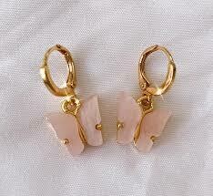 Champagne butterfly earrings