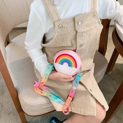 Rainbow Cross bag - cute bag for little girl (pink)