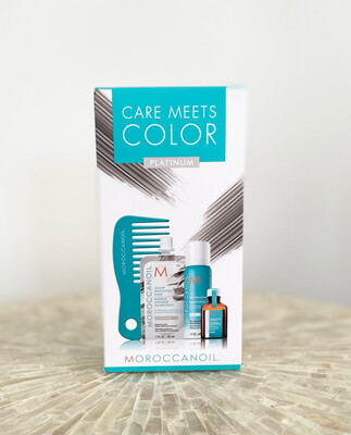 Moroccanoil / Coffret mini Care Meets Color Platinum Masque pigmentant + shampooing sec light + huile + peigne