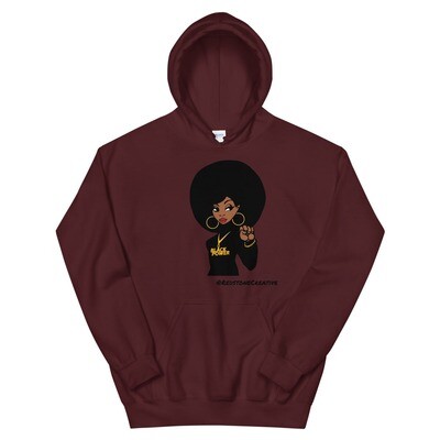 Black Power Queen Unisex Hoodie, Color: Maroon, Size: S