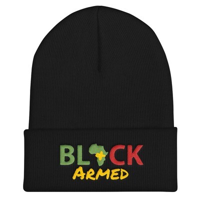 Black &amp; Armed Puffed Beanie