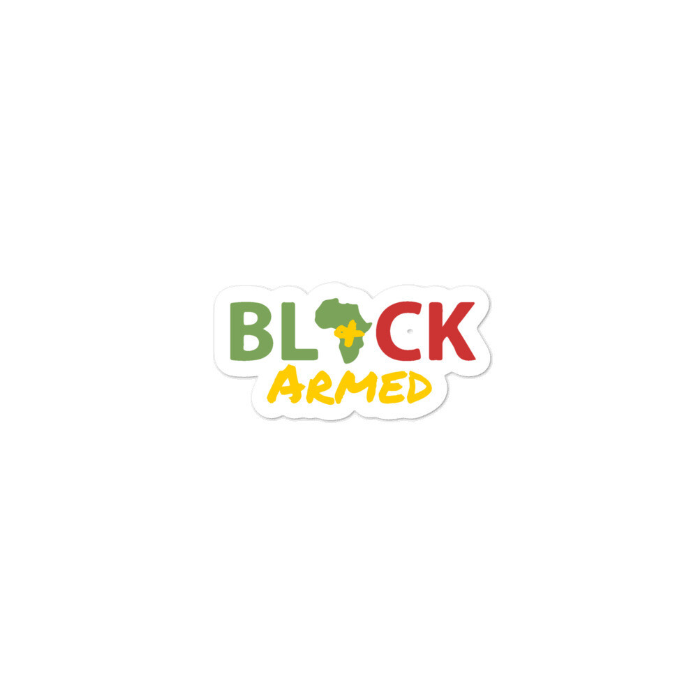 Black &amp; Armed Sticker by Redstone Firearms, Size: 3x3