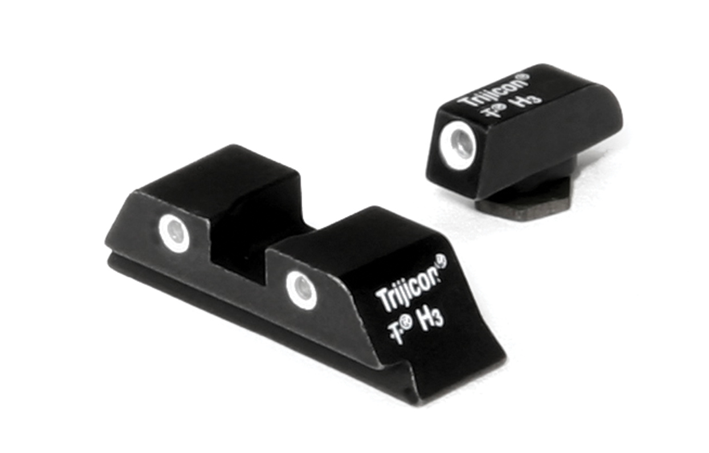 Trijicon 600210 Bright &amp; Tough Night Sight Set 3-Dot Tritium Green with White Outline Front &amp; Rear Black Frame for Most Glock Including MOS Variants