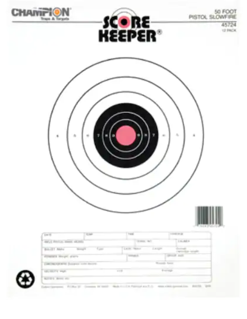 Champion Score Keeper 50 ft Pistol Targets (12pk)