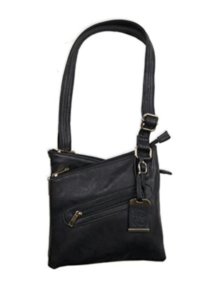 Bulldog Cross Body Black Leather 9.50&quot; x 9.50&quot; x 1.50&quot;