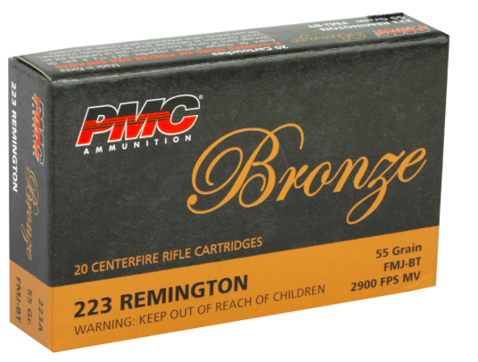 PMC Bronze 223 Remington Ammo 55 Grain Full Metal Jacket  20 RDS