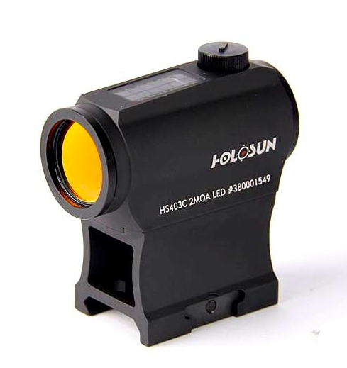 Holosun HS403C HS403C Black Anodized 1x 20mm 2 MOA Red Dot Reticle Features Solar Failsafe Includes Battery/Cover/Lens Cloth/Mounts/T10 L Key