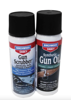 Birchwood Casey Gun Scrubber &amp; Synthetic Gun Oil Combo Removes Metal Dust &amp; Lead 1.25 oz Aerosol 2 Per Pkg
