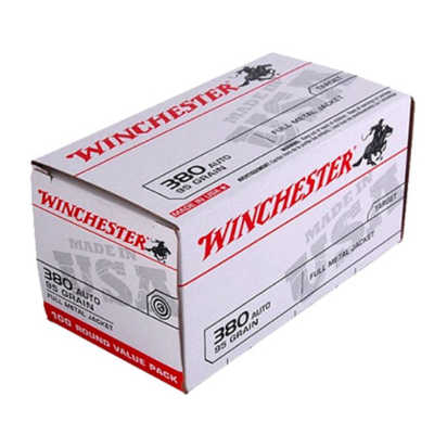 Winchester .380 ACP AUTO 95GR Full Metal Jacket Box of 100