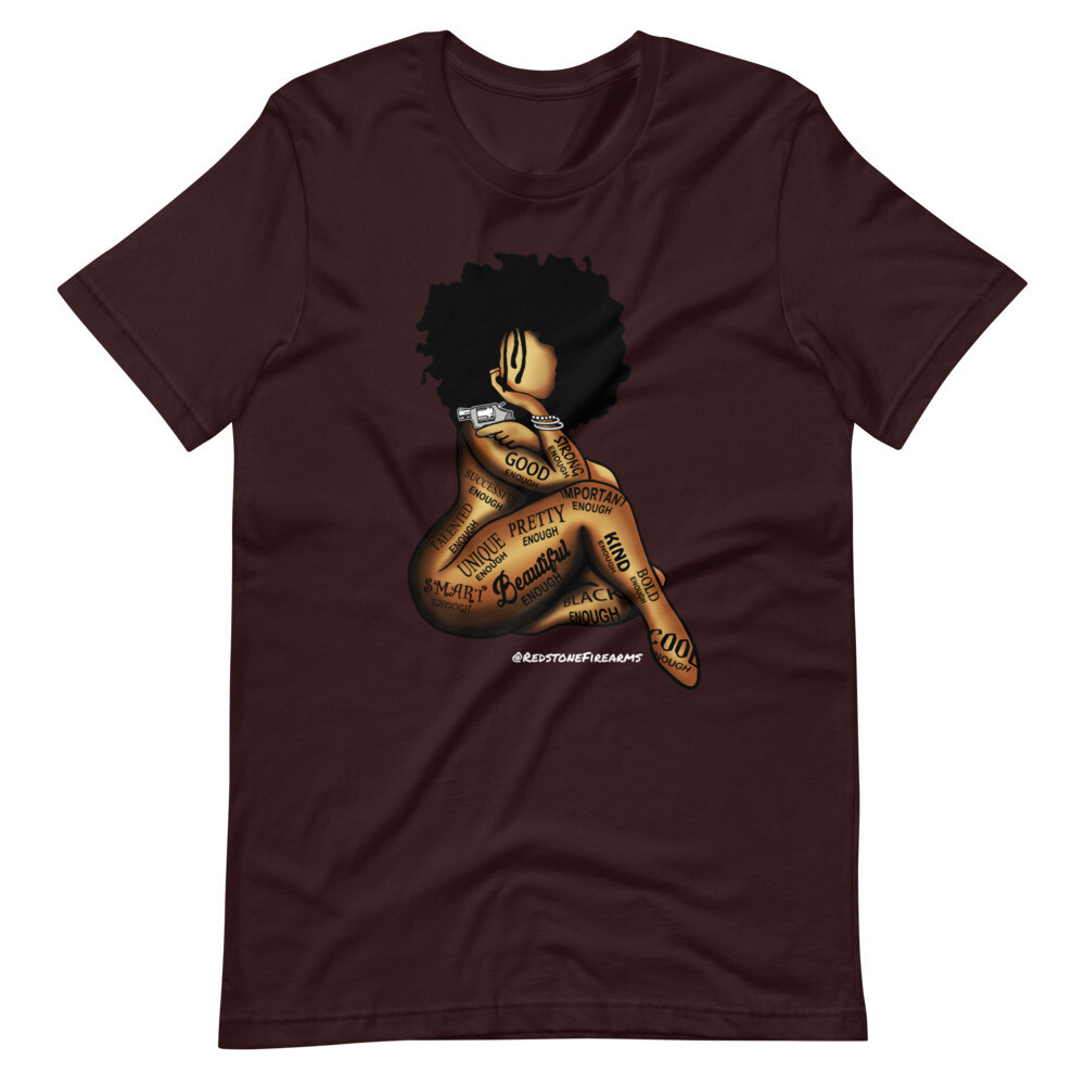 I Am Enough tshirt by Redstone Creative, Color: Oxblood Black, Size: S