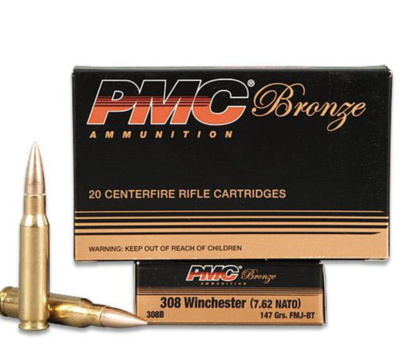 PMC 308B Bronze Target 308 Win 147 gr Full Metal Jacket Boat-Tail (FMJBT) 20 Per Box
