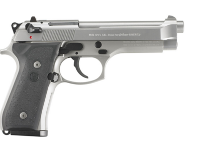 Beretta 92FS Inox *CA Compliant 9mm Luger Caliber with 4.90&quot; Barrel, 10+1 Capacity, Overall Stain Stainless Metal Finish, Anodized Aluminum Frame, Stainless Steel Slide &amp; Stippled Textured Black Rubbe