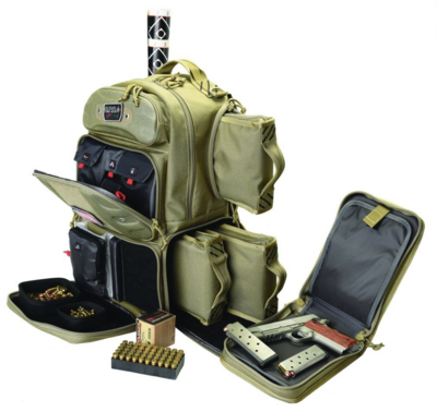 G Outdoors Tactical Range Backpack with Removable Pistol Storage, MOLLE Webbing &amp; Lockable Zippers Holds 4 Handguns, Ammo &amp; Accessories