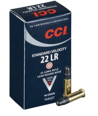 CCI 0035 Standard Velocity 22 LR 40 gr Lead Round Nose (LRN) 50 Bx