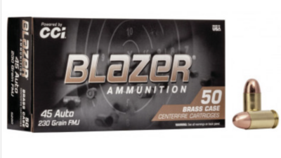 CCI Blazer Brass 45 ACP 230 gr 830 fps Full Metal Jacket (FMJ) 50 Bx