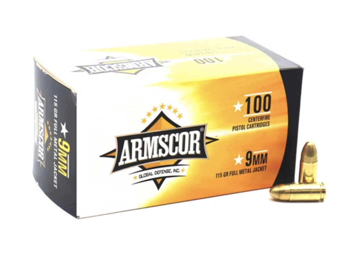 Armscor Precision 9mm Luger Ammo 115 Grain Full Metal Jacket 100 Value Pack