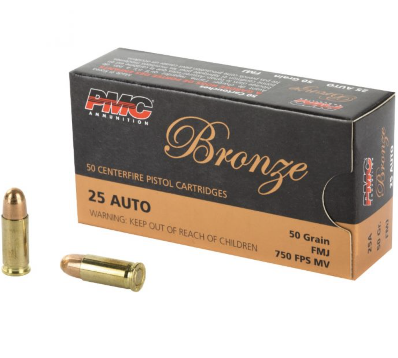PMC 25A Bronze 25 ACP 50 gr Full Metal Jacket (FMJ) 50 Bx