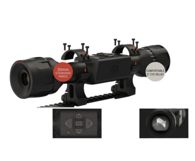 ATN  THOR LT 160 Thermal Rifle Scope Black Anodized 4-8x 25mm Multi Reticle 160x120, 60 Hz Resolution