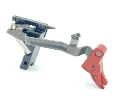 Enhanced Flat Faced Trigger for Glock 9mm Gen 3 &amp; 4  – Red on RED by Cross Armory