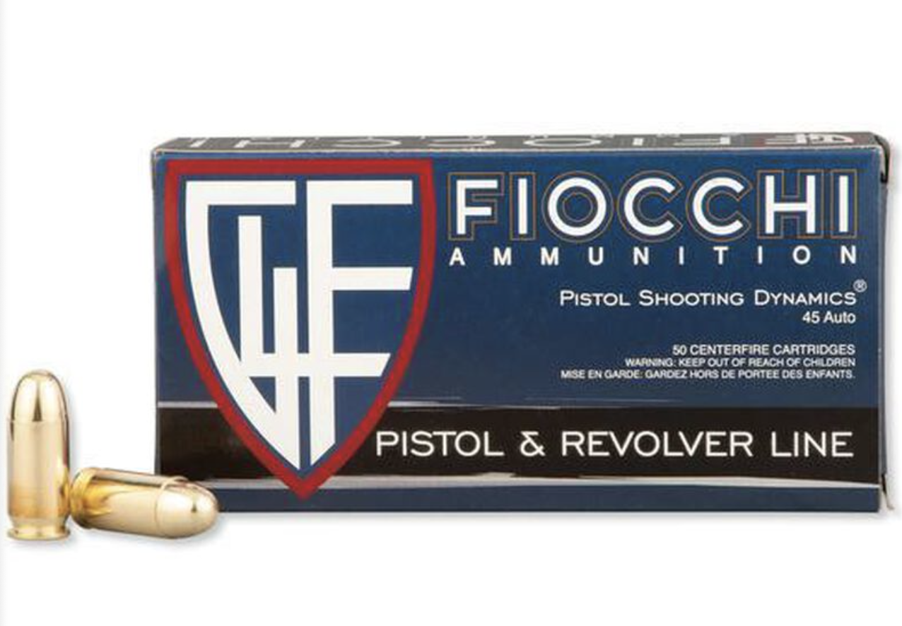 Fiocchi Shooting Dynamics .45 ACP Ammunition 50 Rounds 230 Grain Full Metal Jacket 860 fps