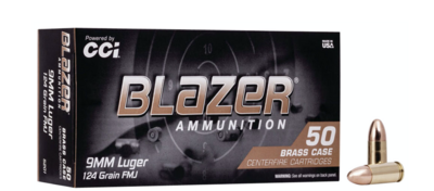 CCI Blazer Brass 9mm Luger 124 gr Full Metal Jacket (FMJ) 50 Bx