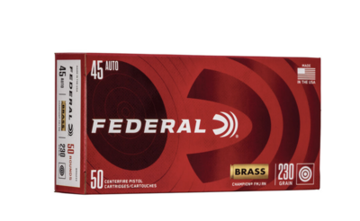 Federal Champion Ammo .45 Auto 230 Grain Full Metal Jacket Bullet 845 fps 50 Rounds