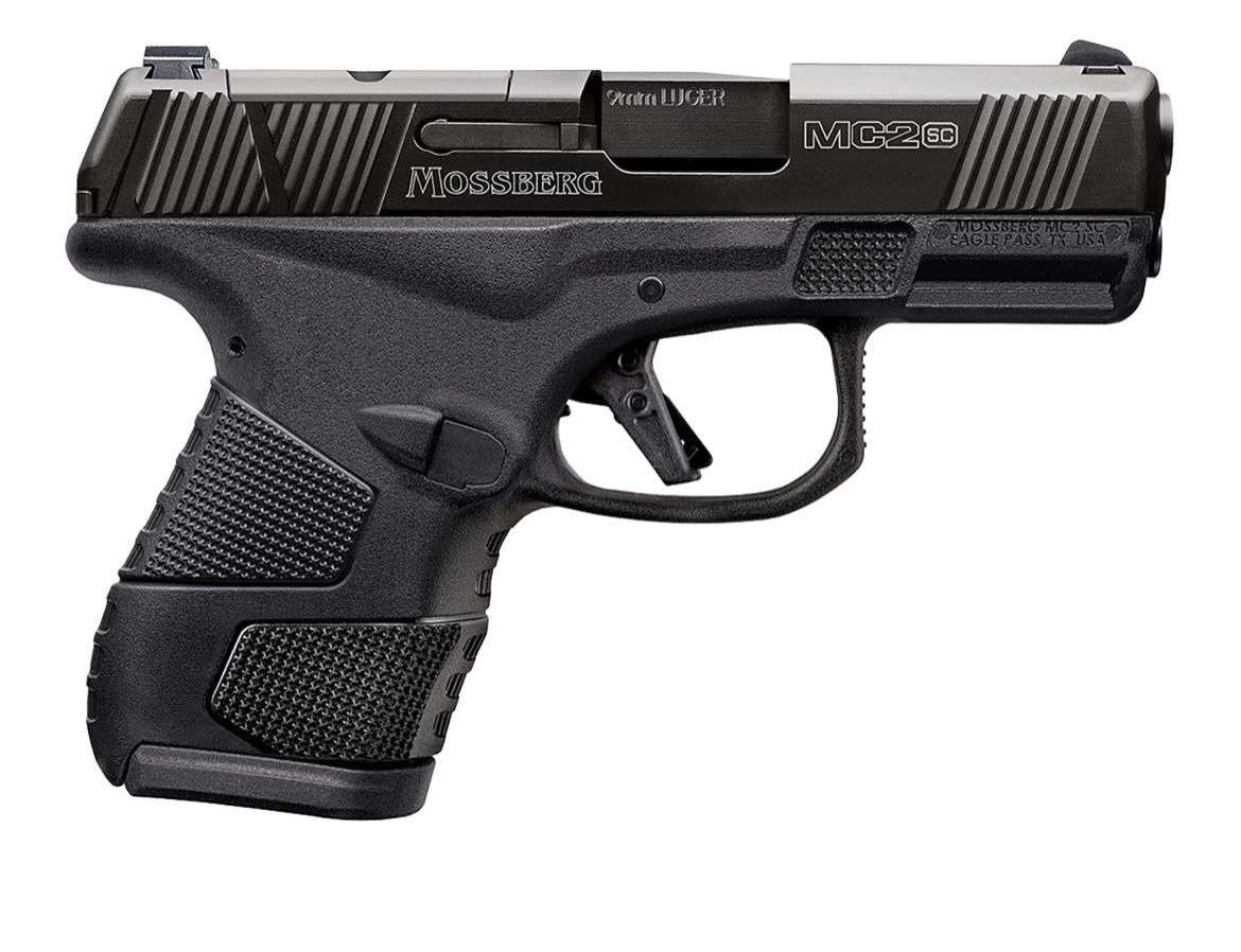 Mossberg 89025 MC2sc Sub-Compact 9mm Luger 3.40&quot; 14+1,11+1 Matte Black DLC Stainless Steel with Optics Cut Aggressive Textured Black Polymer Grip (No Safety)