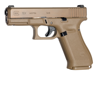 Glock G19X Compact Crossover 9mm Luger 4.02&quot; 10+1 Bronze Nitron Coyote nPVD Steel Coyote Rough Texture Interchangeable Backstraps Grip