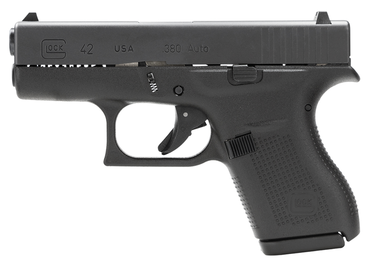 Glock G42 Gen3 Compact 380 ACP 3.25&quot; 6+1 Black Steel Slide Black Polymer Grip Fixed Sights