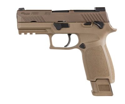 Sig Sauer 320CA9M18MS P320 M18 9mm Luger Caliber with 3.90&quot; Barrel, 17+1 or 21+1 Capacity, Overall Coyote PVD Finish Stainless Steel, Picatinny Rail Frame, Serrated Slide &amp; Polymer Grip