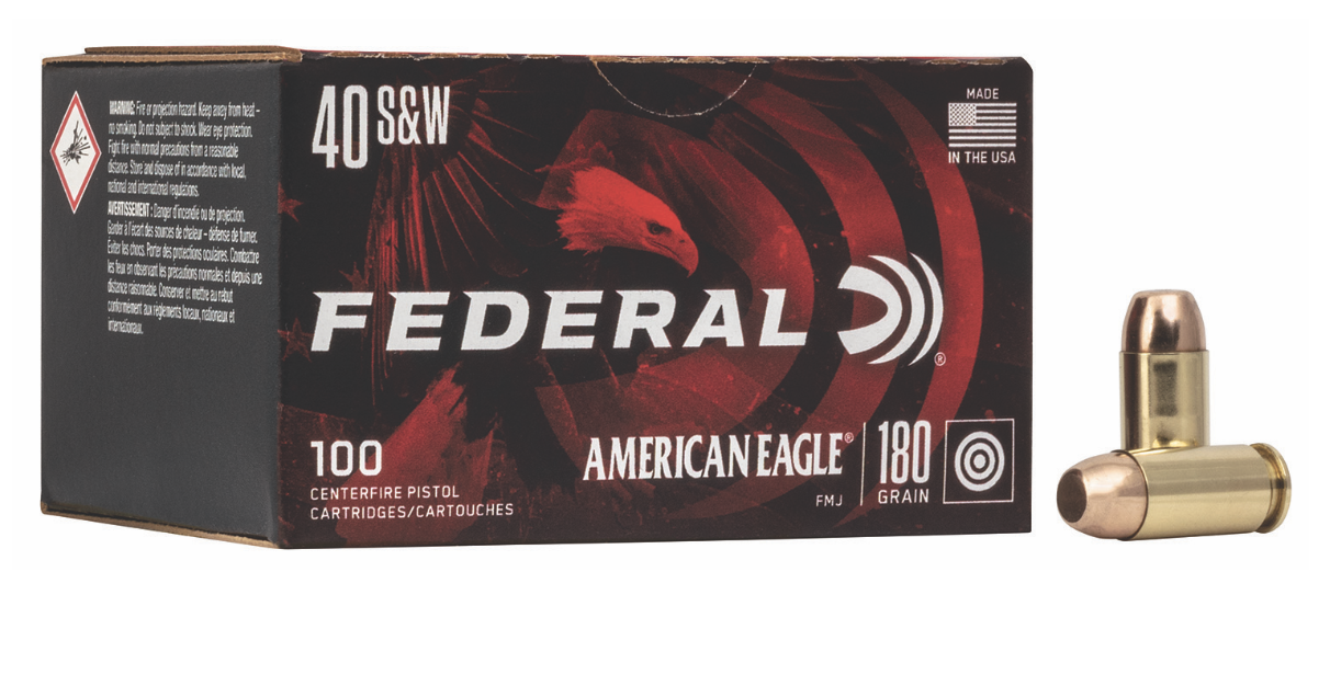 Federal American Eagle 40 S&amp;W 180 gr Full Metal Jacket (FMJ) 100 Bx