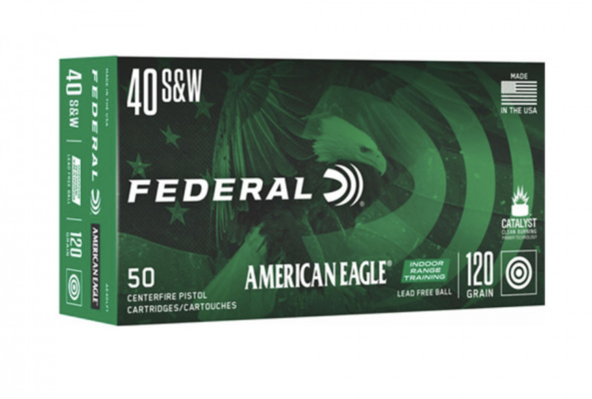 Federal American Eagle Indoor Range Training 40 S&amp;W 120 gr Lead-Free IRT 50 Per Box