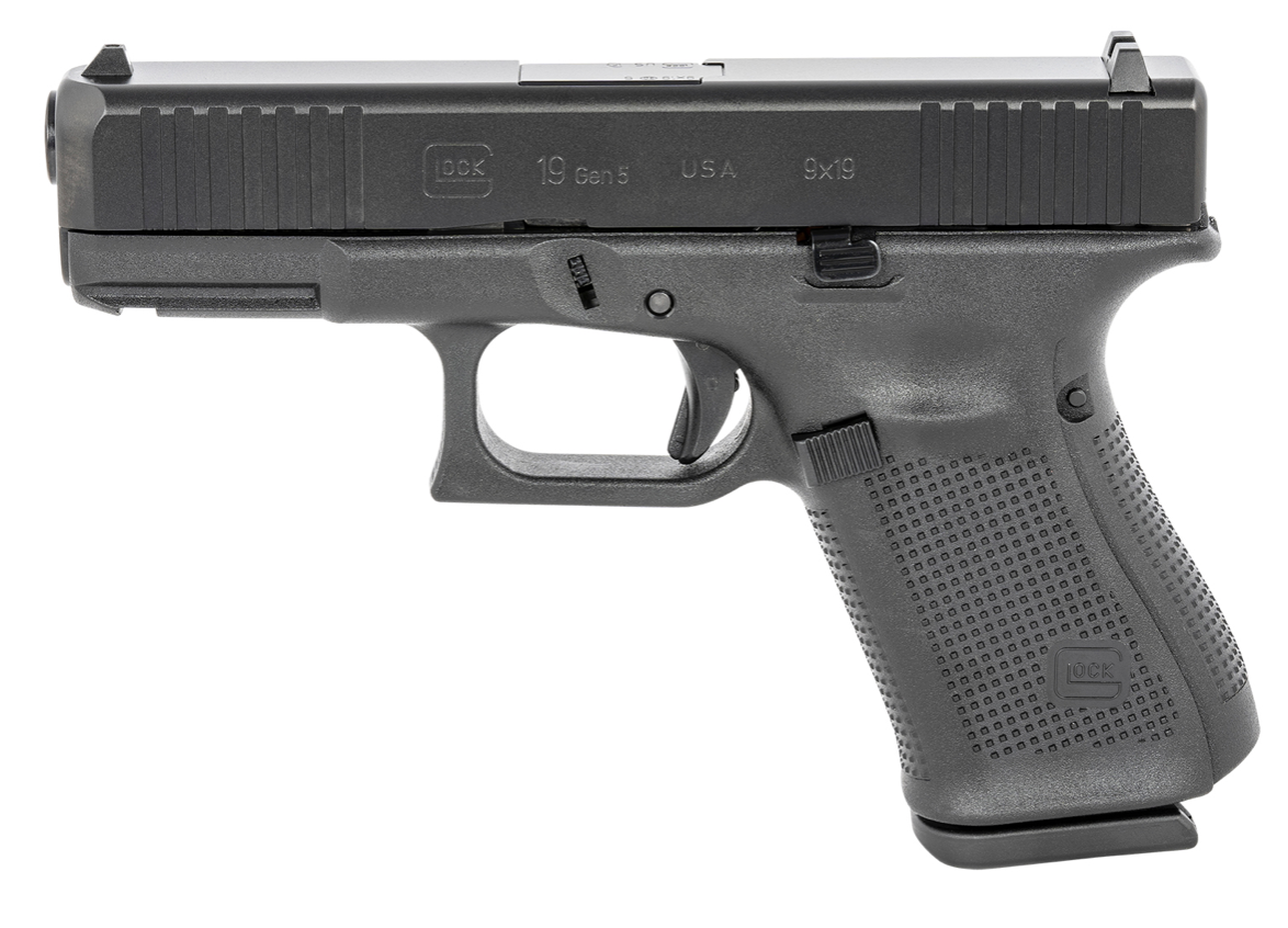Glock 19 Gen5 9mm Luger 4.02&quot; 15+1 Black Black Steel with Front Serrations Slide Black Interchangeable Backstrap Grip Fixed Sights