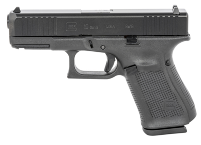 Glock 19 Gen5 9mm Luger 4.02&quot; 15+1 Black Black Steel with Front Serrations Slide Black Interchangeable Backstrap Grip Fixed Sights