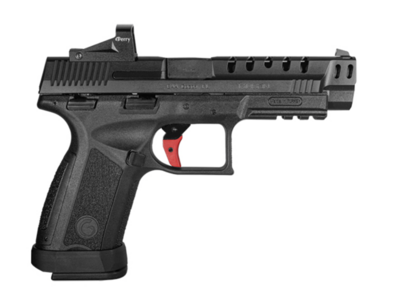 Girsan MC9 9mm Luger 4.63&quot; 17+1 Black Blued Steel Slide Black Interchangeable Backstrap Grip Far-Dot