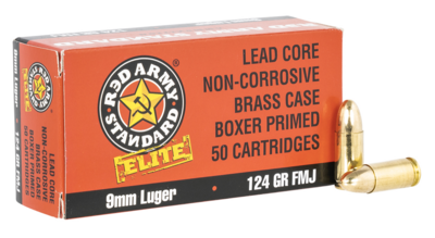 Red Army Standard White Box 9mm Luger 124 gr Full Metal Jacket (FMJ) 50 Bx