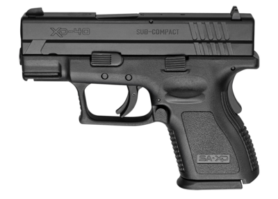 Springfield Armory XD9802 XD Sub-Compact *CA Compliant 40 S&amp;W 3&quot; 10+1, 9+1 Railed Black Frame Black Melonite Steel Slide Black Polymer Grip