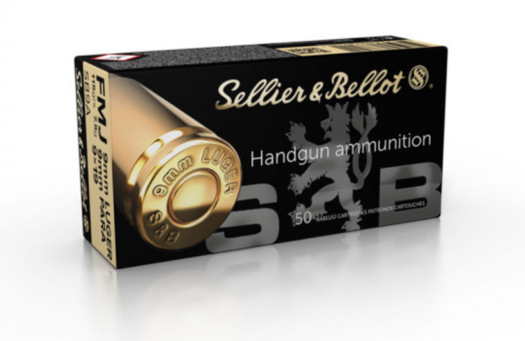 Sellier &amp; Bellot SB9A Handgun 9mm Luger 115 gr 1300 fps Full Metal Jacket (FMJ) 50 Bx