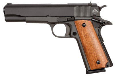 Rock Island GI Standard FS *CA Compliant 45 ACP 5&quot; 8+1 Black Parkerized Steel Frame &amp; Slide Wood Grip