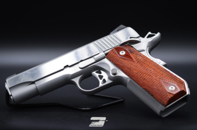 Dan Wesson 01912 Commander Classic *CA Compliant 45 ACP 4.25&quot; 8+1 Brushed Stainless Finish Bobtail Frame with Brushed Stainless Steel Slide &amp; Wood Grip