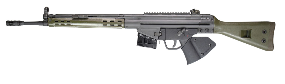 PTR 400 GIR PTR 400 *CA Compliant 308 Win 7.62x51mm NATO 18&quot; 10+1 Black Parkerized Green Stock California Paddle Grip