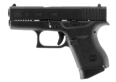 Glock G43 Subcompact 9mm Luger 3.41&quot; 6+1 Overall Black Finish with Steel Slide, Rough Texture Beavertail Polymer Grip &amp; Fixed Sights (US Made)