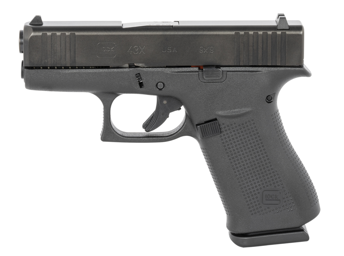 Glock  G43X Subcompact 9mm Luger 3.41&quot; 10+1 Overall Black Finish with nDLC Steel with Front Serrations Slide, Rough Texture Beavertail Polymer Grip &amp; Fixed Sights (US Made)