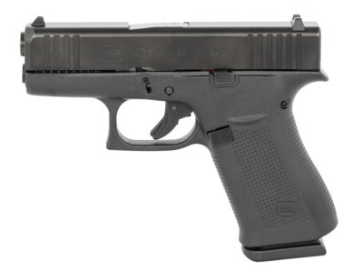 Glock  G43X Subcompact 9mm Luger 3.41&quot; 10+1 Overall Black Finish with nDLC Steel with Front Serrations Slide, Rough Texture Beavertail Polymer Grip &amp; Fixed Sights (US Made)