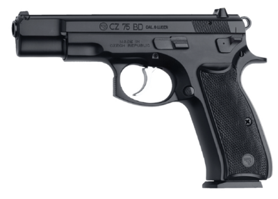 CZ  USA  75 BD *CA Compliant 9mm Luger Caliber with 4.60&quot; Non-Tilted Barrel, 10+1 Capacity, Overall Black Finish Steel, Serrated Trigger Guard &amp; Beavertail Frame, Inside Railed Slide, Polymer Grip &amp; D