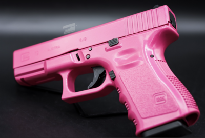 Cerakoted Sig Pink with Gun Candy Clear Coat - Glock G19 Gen3 Compact *CA Compliant 9mm Luger 4.02&quot; 10+1 Overall Black Finish with Steel Slide, Finger Grooved Polymer Grip &amp; Fixed Sights