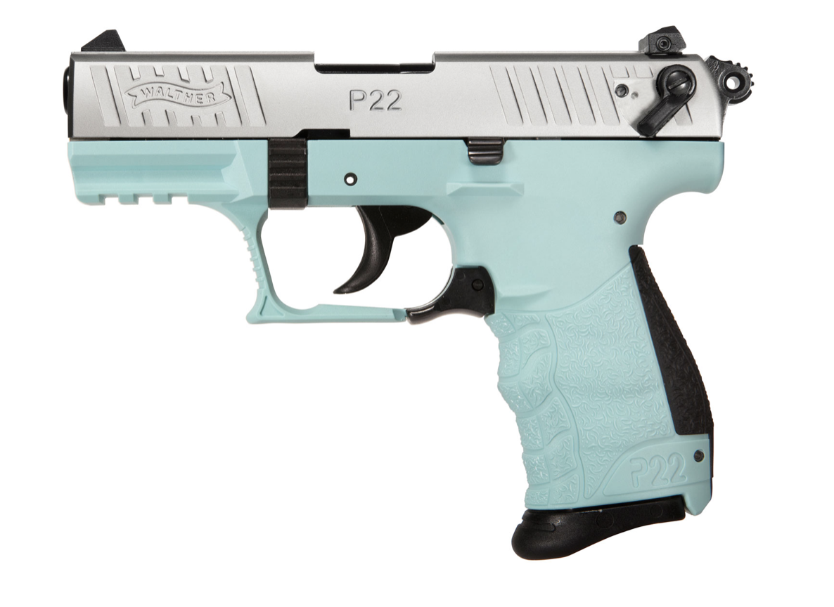 Walther Arms P22 *CA Compliant 22 LR 3.42&quot; 10+1 Angel Blue Frame with Black Tenifer Slide &amp; Angel Blue Polymer Grip