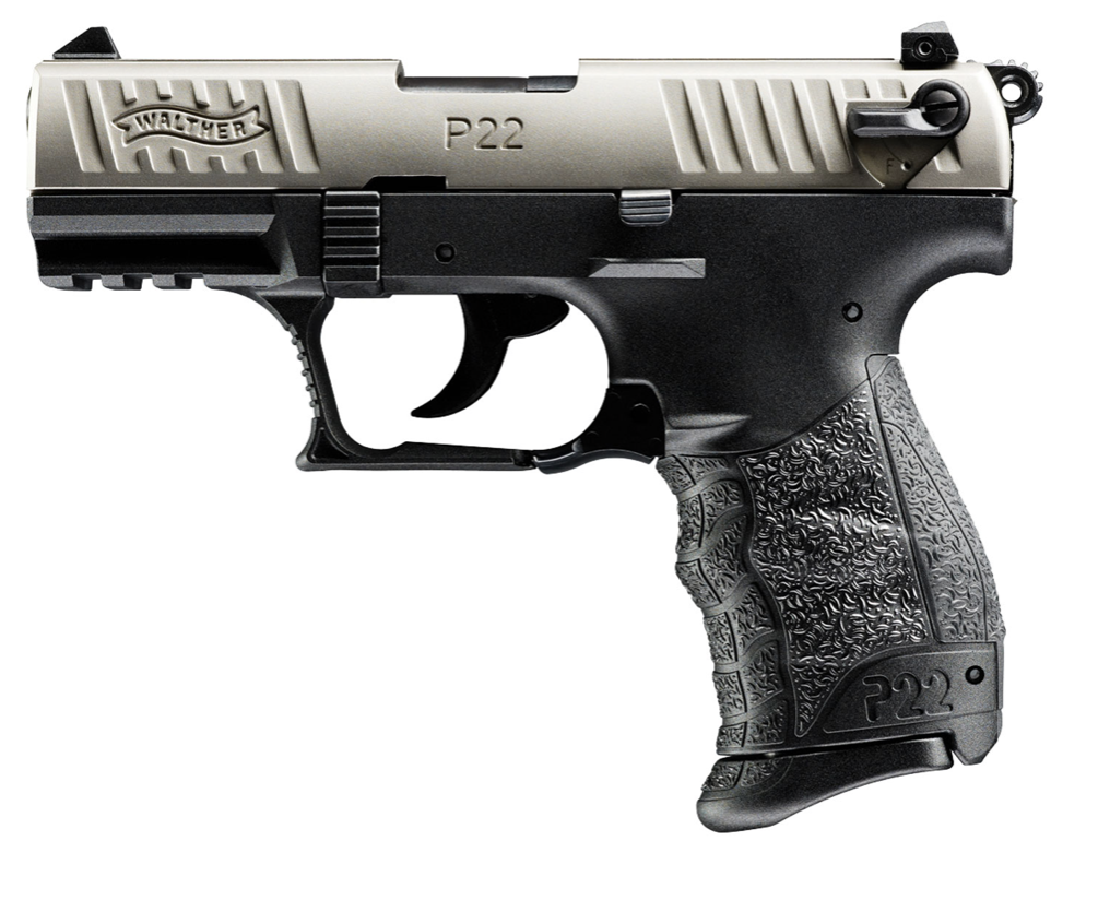 Walther Arms 5120336 P22 *CA Compliant 22 LR Caliber with 3.42&quot; Barrel, 10+1 Capacity, Black Finish Picatinny Rail Frame, Serrated Nickel Steel Slide &amp; Interchangeable Backstrap Grip