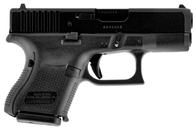 Glock G26 Gen5 Subcompact 9mm Luger Caliber with 3.43&quot; Glock Marksman Barrel, 10+1 Capacity, Overall Black Finish, Serrated Trigger Guard Frame, Serrated nDLC Steel Slide, Rough Texture Interchangeabl