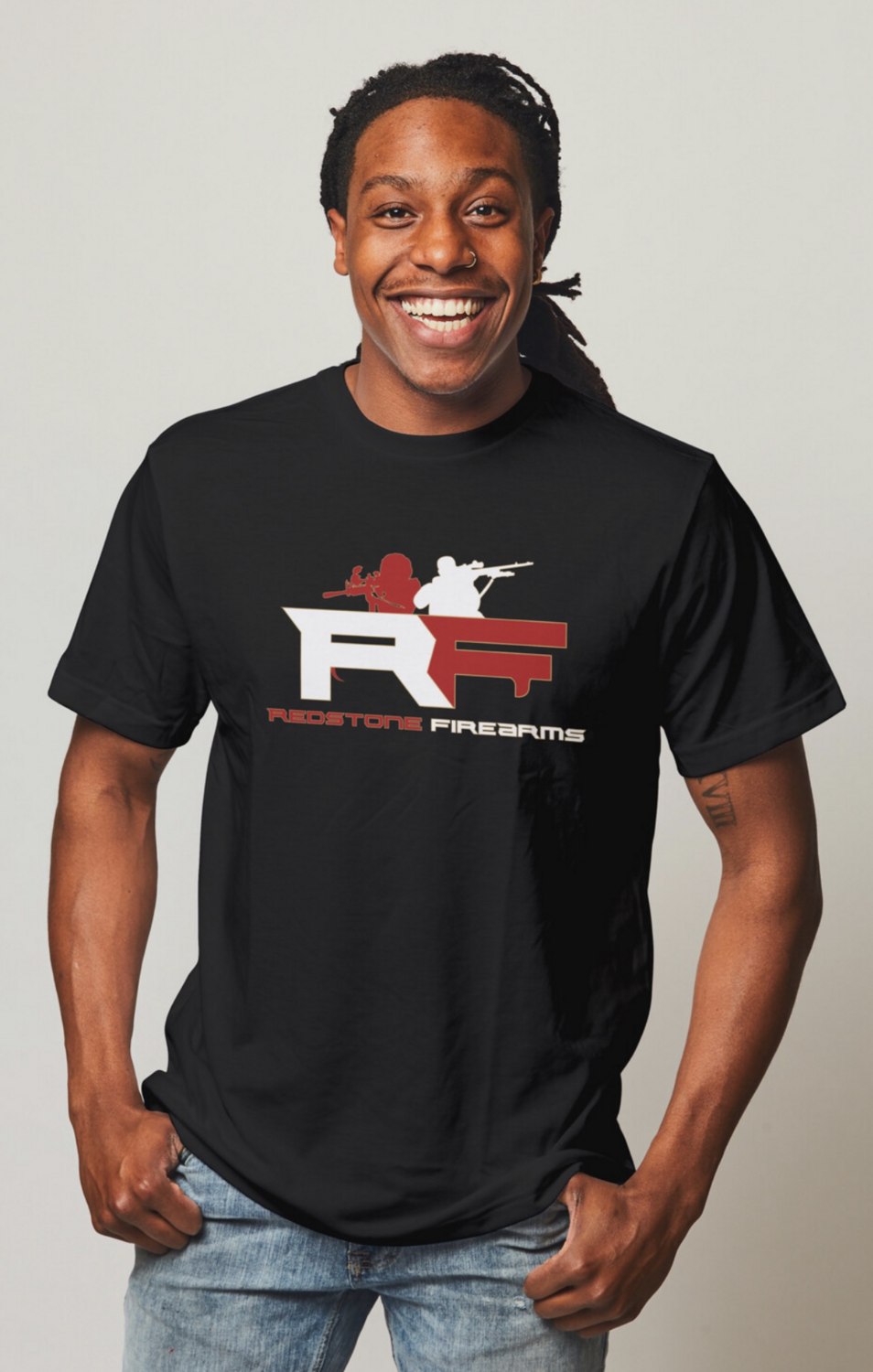 Redstone Firearms New Logo T-shirt, Color: Black/Red Logo, Size: S
